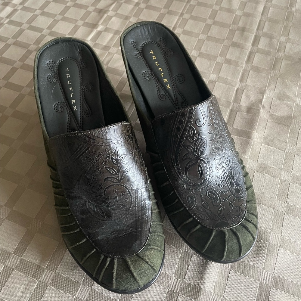 New pretty green slip on shoes, new